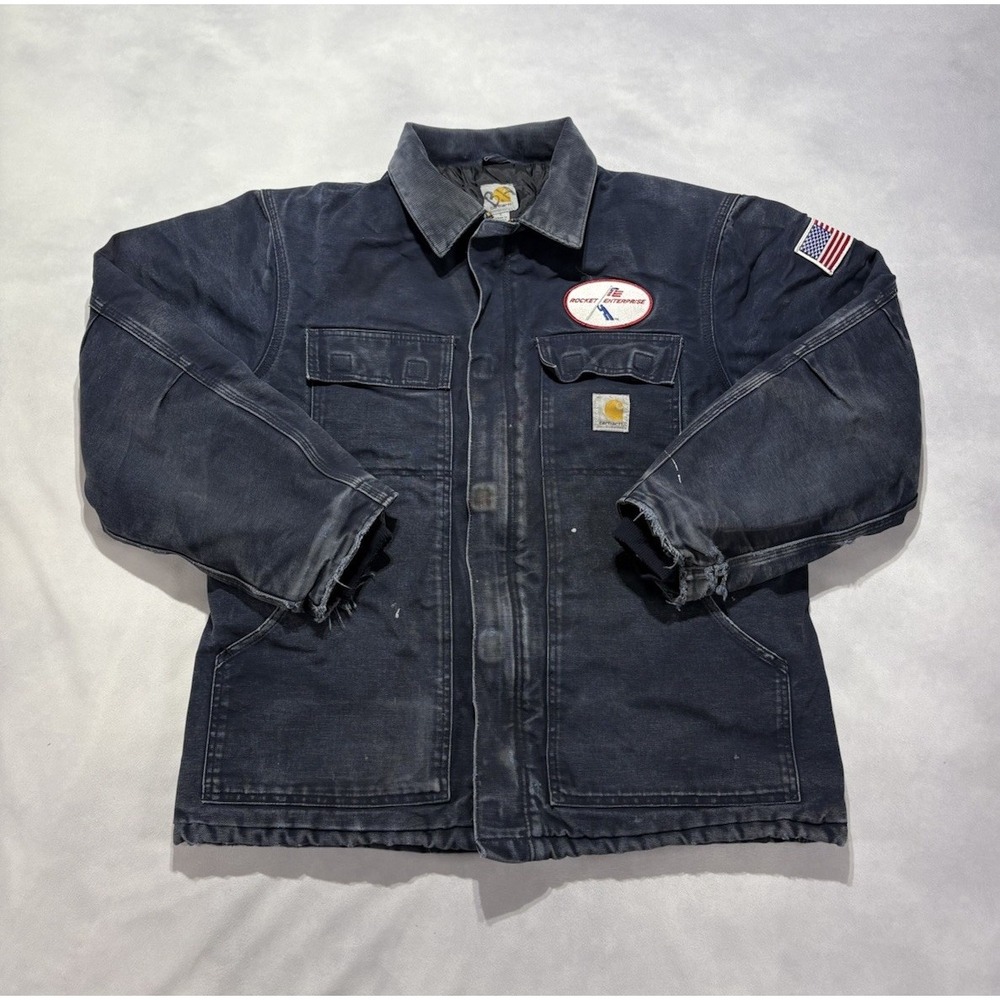 CARHARTT C003 DNY Large Navy Blue Arctic Traditional Chore Coat Quilted Jacket